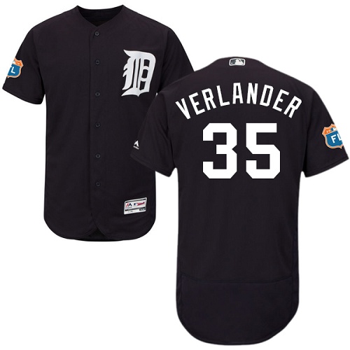 Tigers #35 Justin Verlander Navy Blue Flexbase Authentic Collection Stitched MLB Jersey